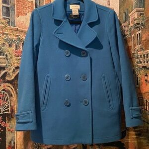 Italian Wool Vintage LL Bean teal pea coat size 6 Regular